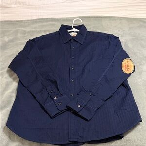 Italina Navy Casual Button Down Shirt
